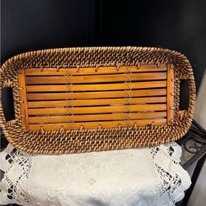 Woven Bamboo Serving Tray - Brown